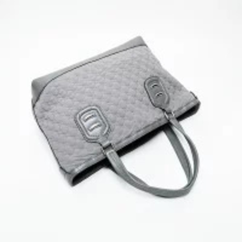 Gucci Leather Canvas Neoprene Shoulder Bag Tote Gray - Picture 9 of 13